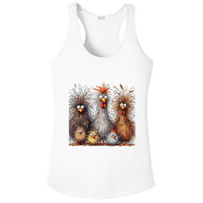 Eagerlys Colorful Funny Chicken Art Crazy Chicken Family Ladies PosiCharge Competitor Racerback Tank