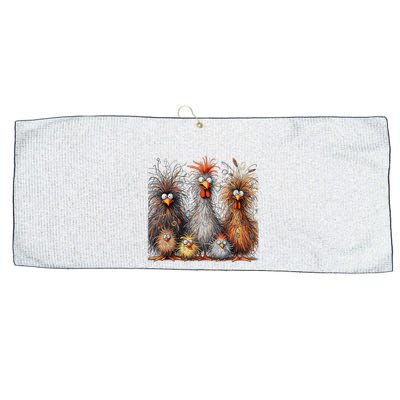 Eagerlys Colorful Funny Chicken Art Crazy Chicken Family Large Microfiber Waffle Golf Towel