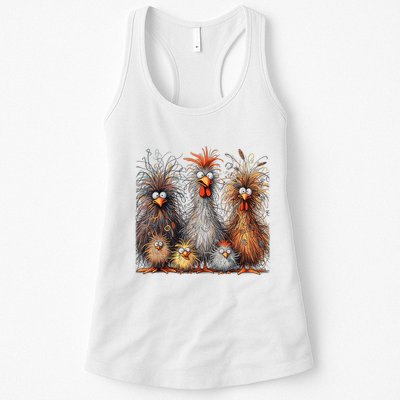 Eagerlys Colorful Funny Chicken Art Crazy Chicken Family Womens Tank Top