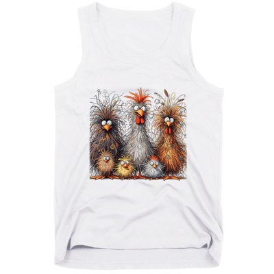 Eagerlys Colorful Funny Chicken Art Crazy Chicken Family Tank Top