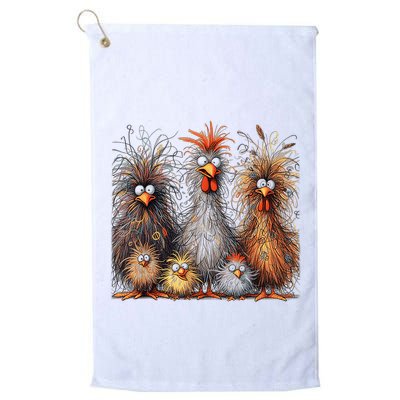 Eagerlys Colorful Funny Chicken Art Crazy Chicken Family Golf Towel