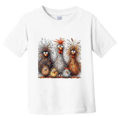 Eagerlys Colorful Funny Chicken Art Crazy Chicken Family Toddler T-Shirt