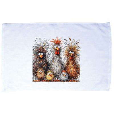 Eagerlys Colorful Funny Chicken Art Crazy Chicken Family Microfiber Hand Towel