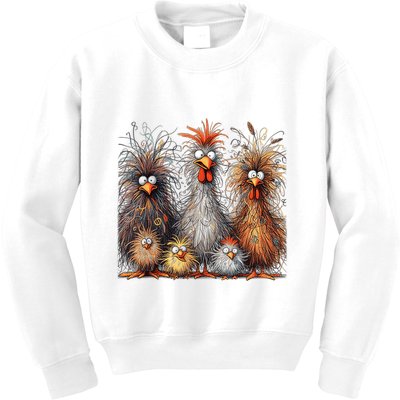 Eagerlys Colorful Funny Chicken Art Crazy Chicken Family Kids Sweatshirt