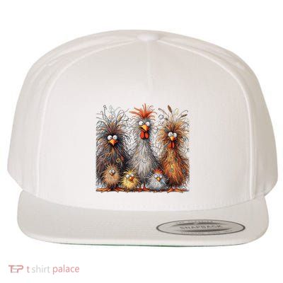 Eagerlys Colorful Funny Chicken Art Crazy Chicken Family Wool Snapback Cap
