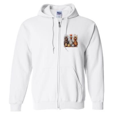Eagerlys Colorful Funny Chicken Art Crazy Chicken Family Full Zip Hoodie