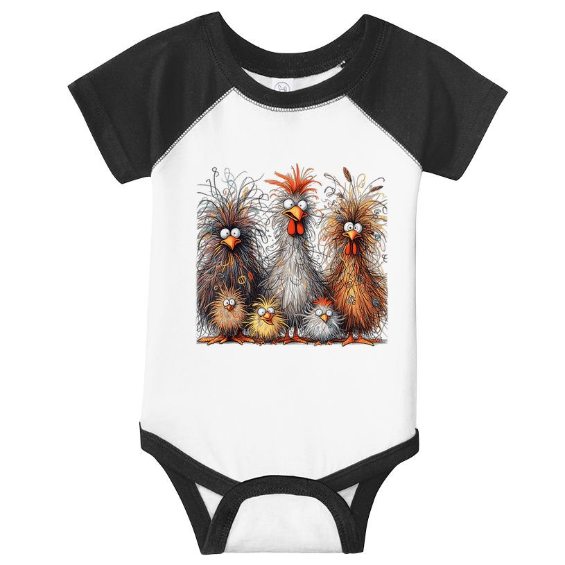 Eagerlys Colorful Funny Chicken Art Crazy Chicken Family Infant Baby Jersey Bodysuit