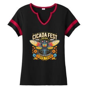 Entomology Cicada Fest 2024 Broods Xix & Xiii Love Ladies Halftime Notch Neck Tee