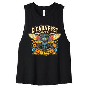 Entomology Cicada Fest 2024 Broods Xix & Xiii Love Women's Racerback Cropped Tank