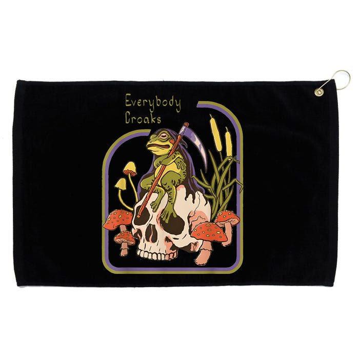 Everybody Croaks Frog Skull Mushroom Everybody Croaks Grommeted Golf Towel