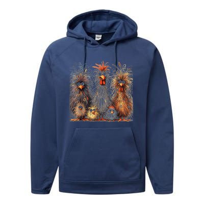 Eagerlys Colorful Funny Chicken Art Crazy Chicken Family Performance Fleece Hoodie