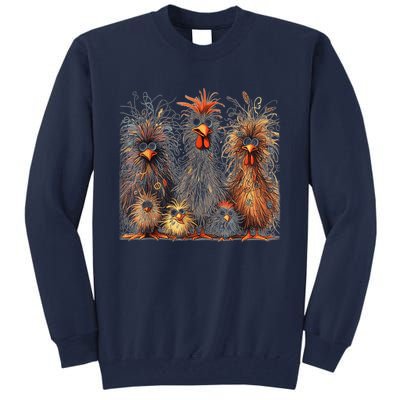 Eagerlys Colorful Funny Chicken Art Crazy Chicken Family Tall Sweatshirt