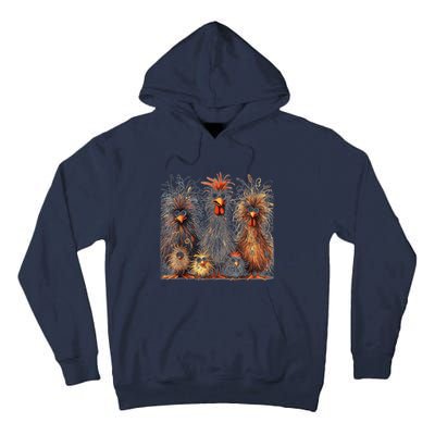 Eagerlys Colorful Funny Chicken Art Crazy Chicken Family Tall Hoodie