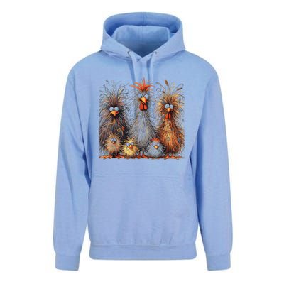 Eagerlys Colorful Funny Chicken Art Crazy Chicken Family Unisex Surf Hoodie