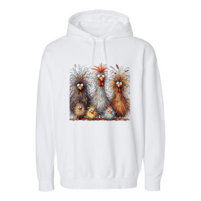 Eagerlys Colorful Funny Chicken Art Crazy Chicken Family Garment-Dyed Fleece Hoodie