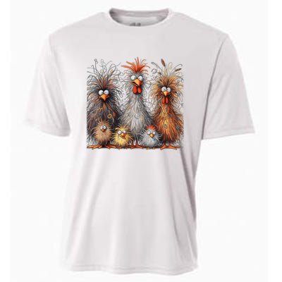 Eagerlys Colorful Funny Chicken Art Crazy Chicken Family Cooling Performance Crew T-Shirt