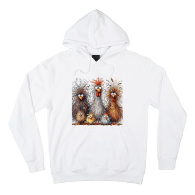 Eagerlys Colorful Funny Chicken Art Crazy Chicken Family Hoodie