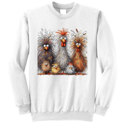 Eagerlys Colorful Funny Chicken Art Crazy Chicken Family Sweatshirt