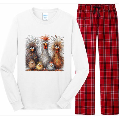 Eagerlys Colorful Funny Chicken Art Crazy Chicken Family Long Sleeve Pajama Set