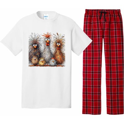 Eagerlys Colorful Funny Chicken Art Crazy Chicken Family Pajama Set