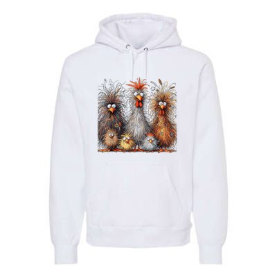 Eagerlys Colorful Funny Chicken Art Crazy Chicken Family Premium Hoodie