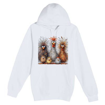 Eagerlys Colorful Funny Chicken Art Crazy Chicken Family Premium Pullover Hoodie