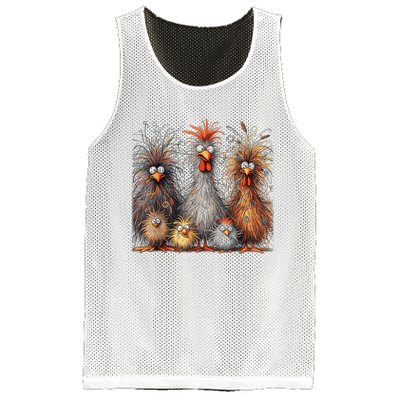 Eagerlys Colorful Funny Chicken Art Crazy Chicken Family Mesh Reversible Basketball Jersey Tank