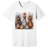 Eagerlys Colorful Funny Chicken Art Crazy Chicken Family Premium T-Shirt