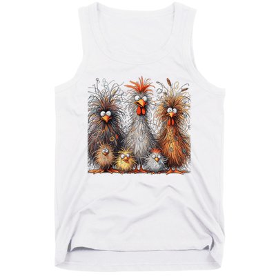 Eagerlys Colorful Funny Chicken Art Crazy Chicken Family Tank Top