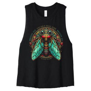 Entomology Cicada Fest 2024 Broods Xix & Xiii Love Women's Racerback Cropped Tank