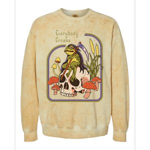 Everybody Croaks Frog Skull Mushroom Everybody croaks Colorblast Crewneck Sweatshirt