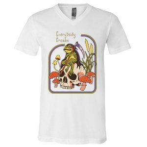 Everybody Croaks Frog Skull Mushroom Everybody croaks V-Neck T-Shirt