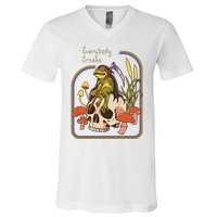 Everybody Croaks Frog Skull Mushroom Everybody croaks V-Neck T-Shirt