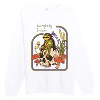 Everybody Croaks Frog Skull Mushroom Everybody croaks Premium Crewneck Sweatshirt