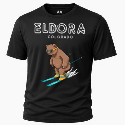 Eldora Colorado Funny Ski Grizzly Bear Gift Cooling Performance Crew T-Shirt