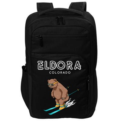 Eldora Colorado Funny Ski Grizzly Bear Gift Impact Tech Backpack