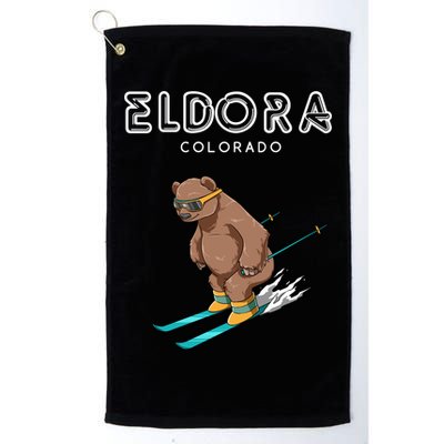 Eldora Colorado Funny Ski Grizzly Bear Gift Golf Towel
