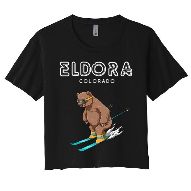 Eldora Colorado Funny Ski Grizzly Bear Gift Crop Top