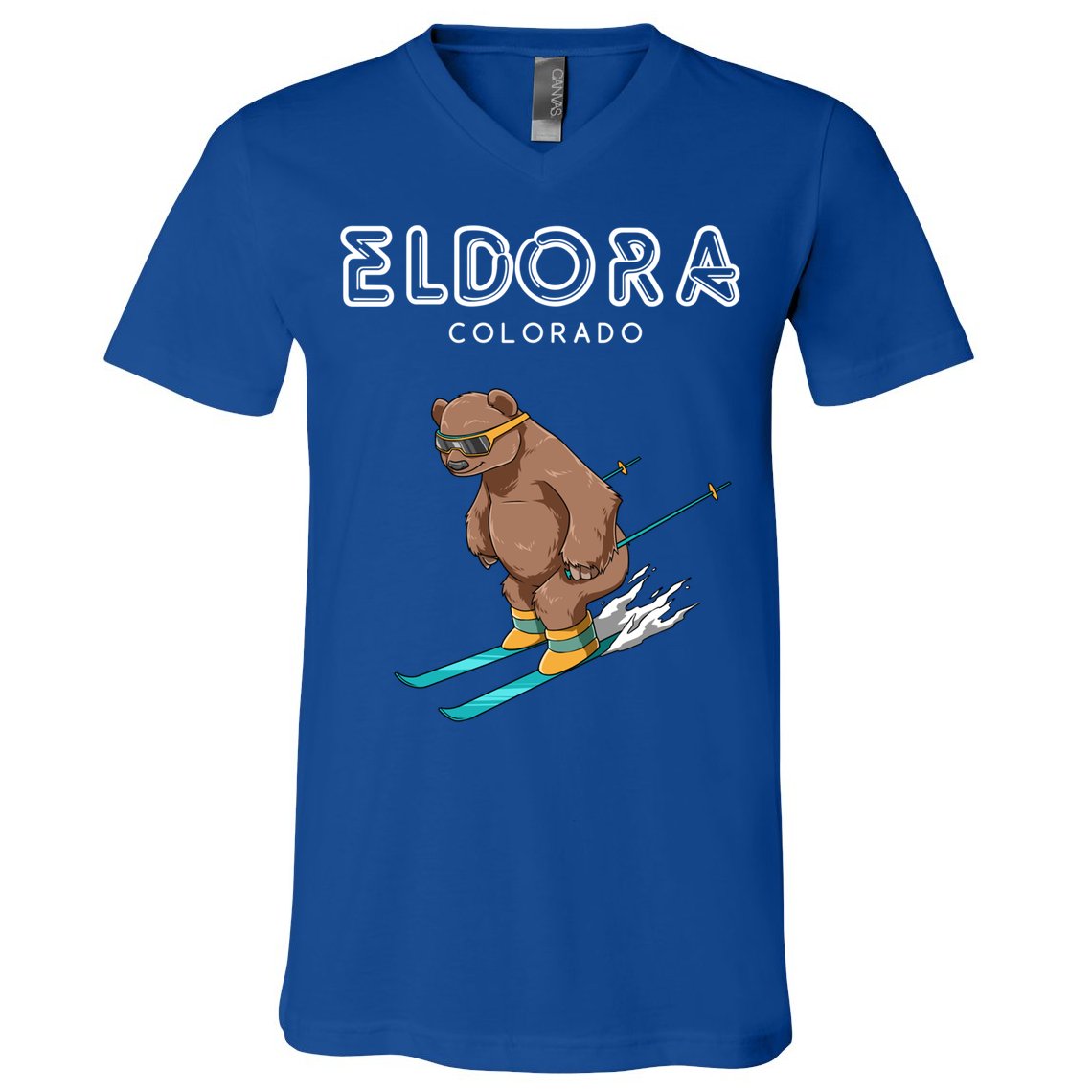 Eldora Colorado Funny Ski Grizzly Bear Gift V-Neck T-Shirt