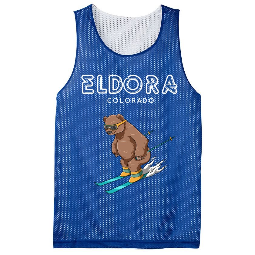 Eldora Colorado Funny Ski Grizzly Bear Gift Mesh Reversible Basketball Jersey Tank