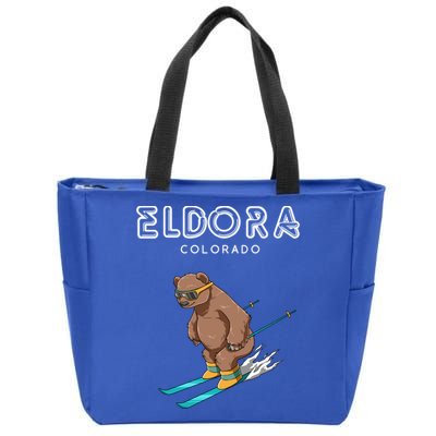 Eldora Colorado Funny Ski Grizzly Bear Gift Zip Tote Bag