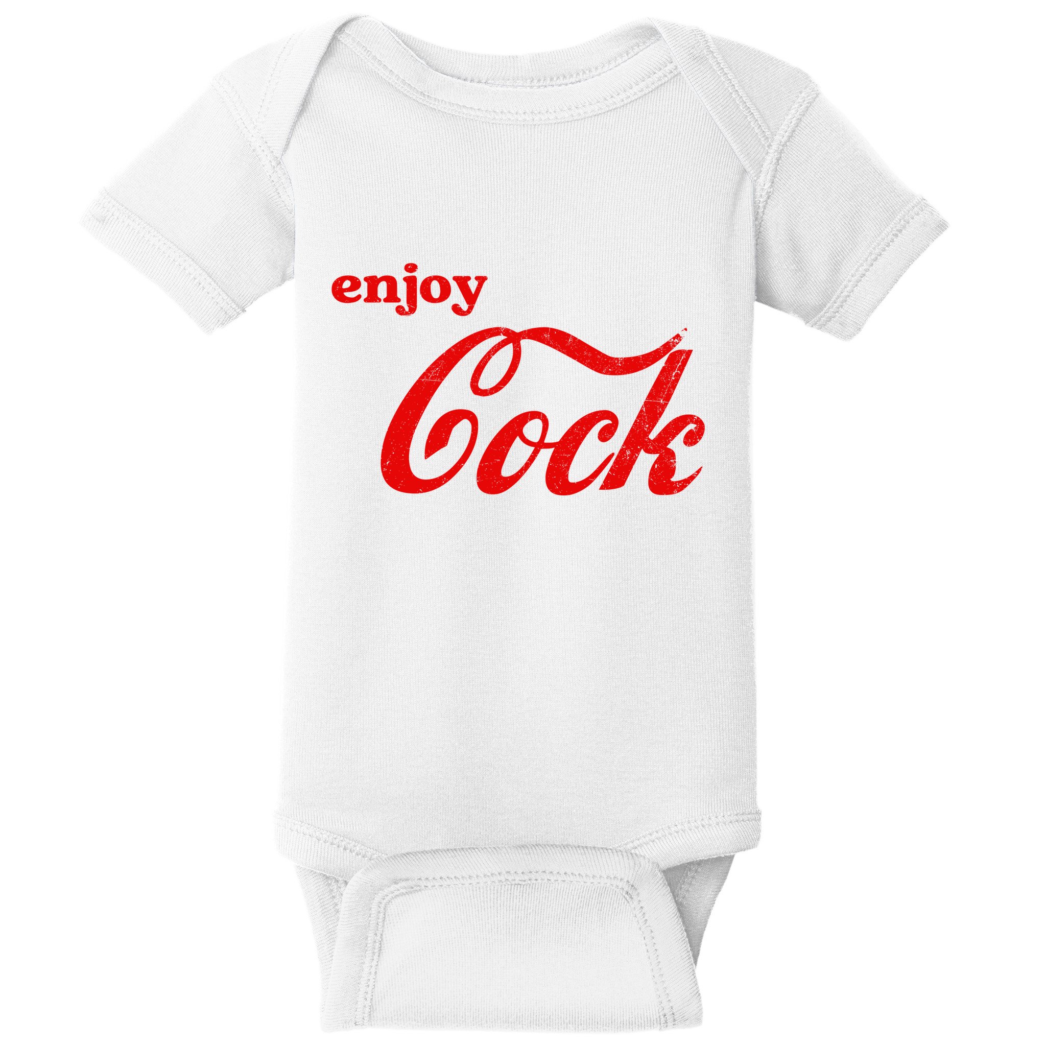 Enjoy Cock Funny Parody Logo Gift Baby Bodysuit