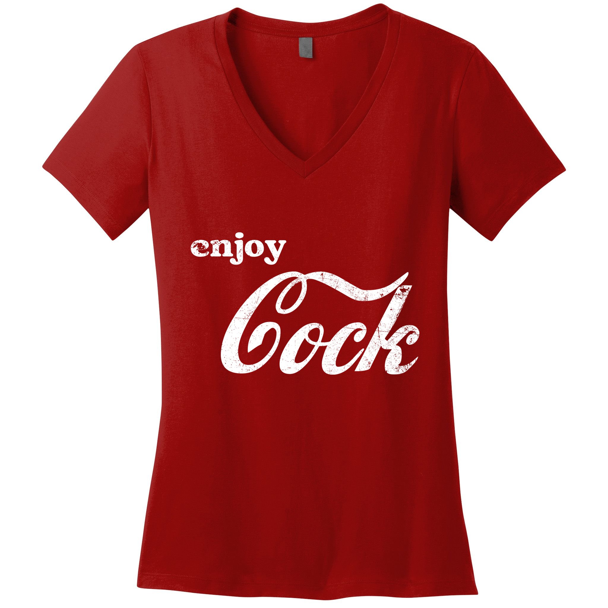 Enjoy Cock Funny Parody Logo Gift Women's V-Neck T-Shirt