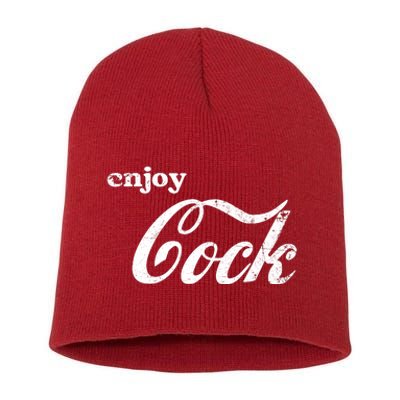 Enjoy Cock Funny Parody Logo Gift Short Acrylic Beanie