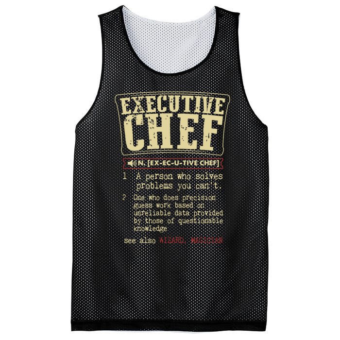 Executive Chef Funny Definition Gift Mesh Reversible Basketball Jersey Tank