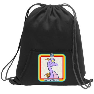 Epcot Center Figment Rainbow Stripe Frame Sweatshirt Cinch Pack Bag