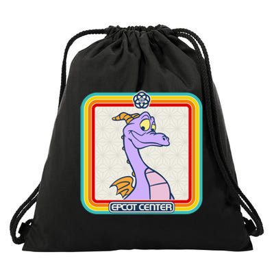 Epcot Center Figment Rainbow Stripe Frame Drawstring Bag