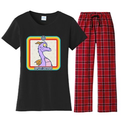 Epcot Center Figment Rainbow Stripe Frame Women's Flannel Pajama Set