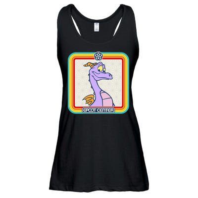 Epcot Center Figment Rainbow Stripe Frame Ladies Essential Flowy Tank