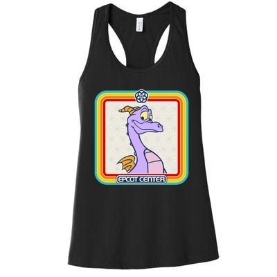 Epcot Center Figment Rainbow Stripe Frame Women's Racerback Tank